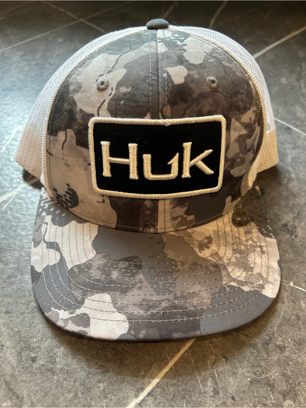 Huk Gray Camo Patch Trucker Hat